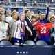 Members of U.S. Soccer and the U.S. Women’s National Team Players Association hold up an Equal Pay jersey after signing a collective bargaining agreement signifying equal pay between the men’s and women’s national soccer teams at Audi Field on September 06, 2022, in Washington, D.C.